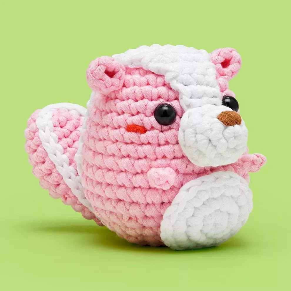 Andre the Skunk Pink Crochet Kit - homesewn