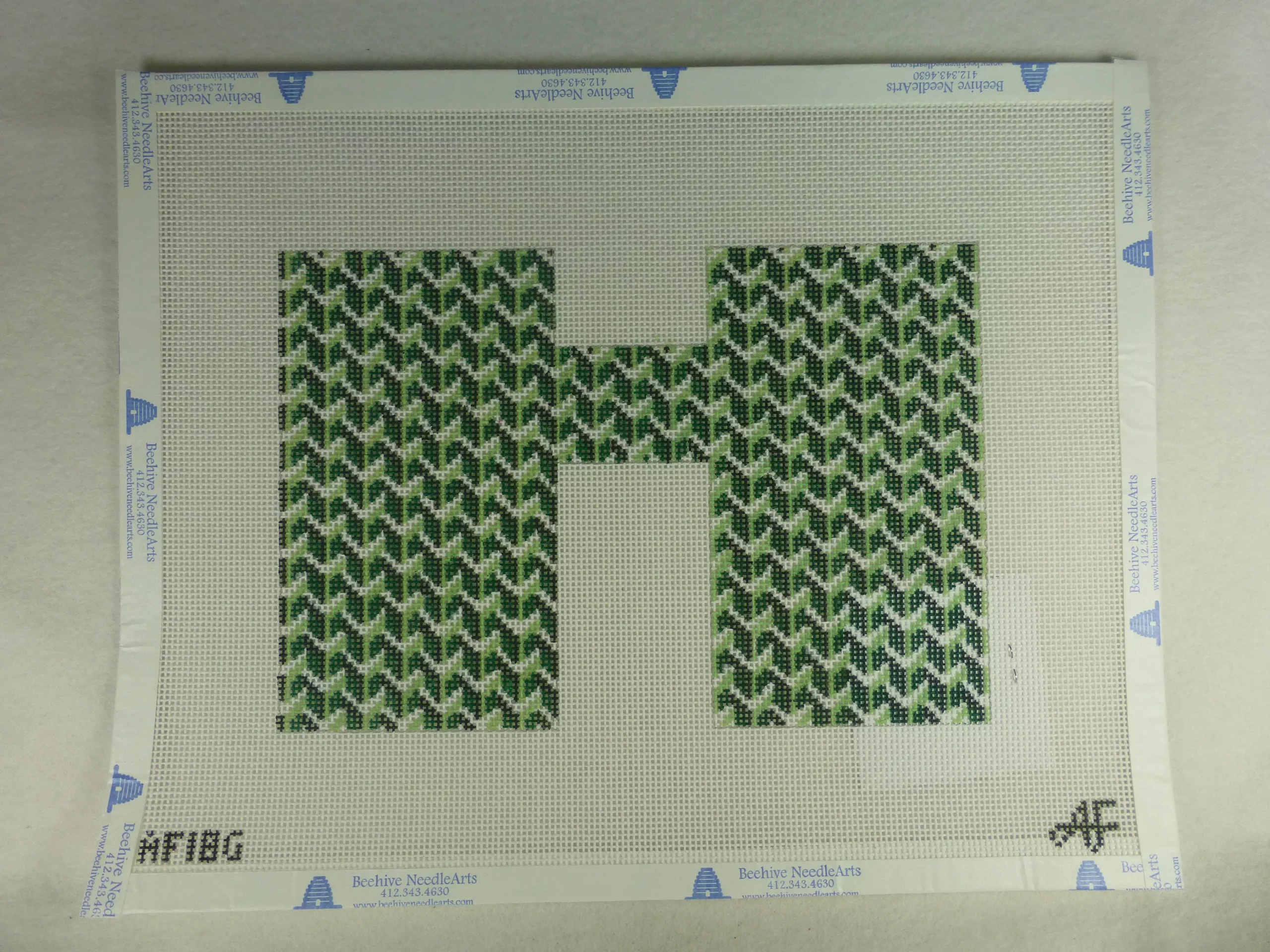 * Anne Fisher Needlepoint AF18G Pattern Clutch Front and Green