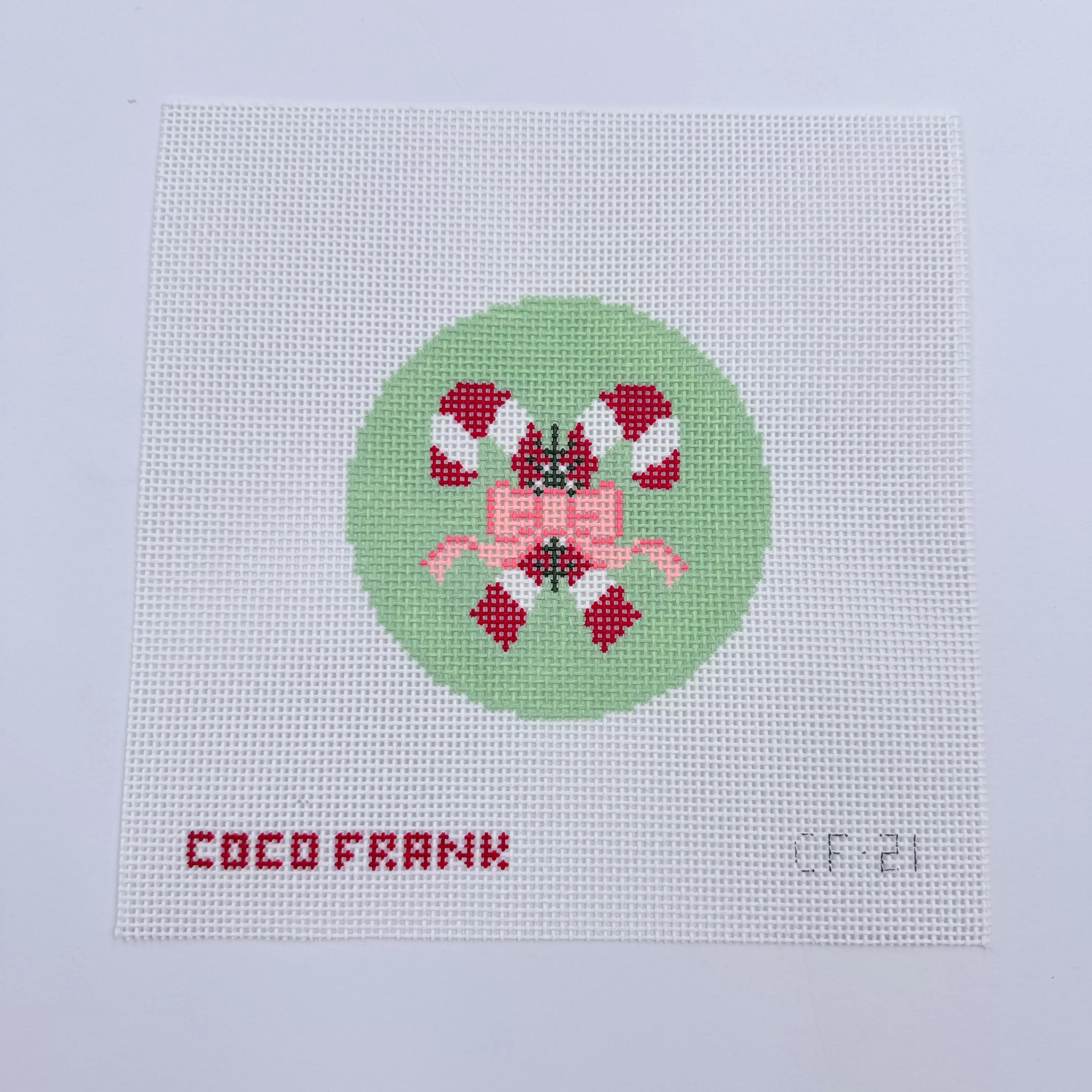 Candy Cane Round Canvas