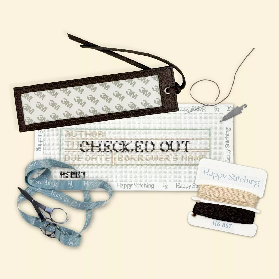 "Checked Out" Happy Stitching All-In-One Bookmark Kit