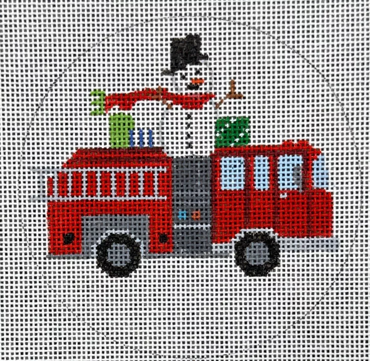 Fire Truck with Snowman