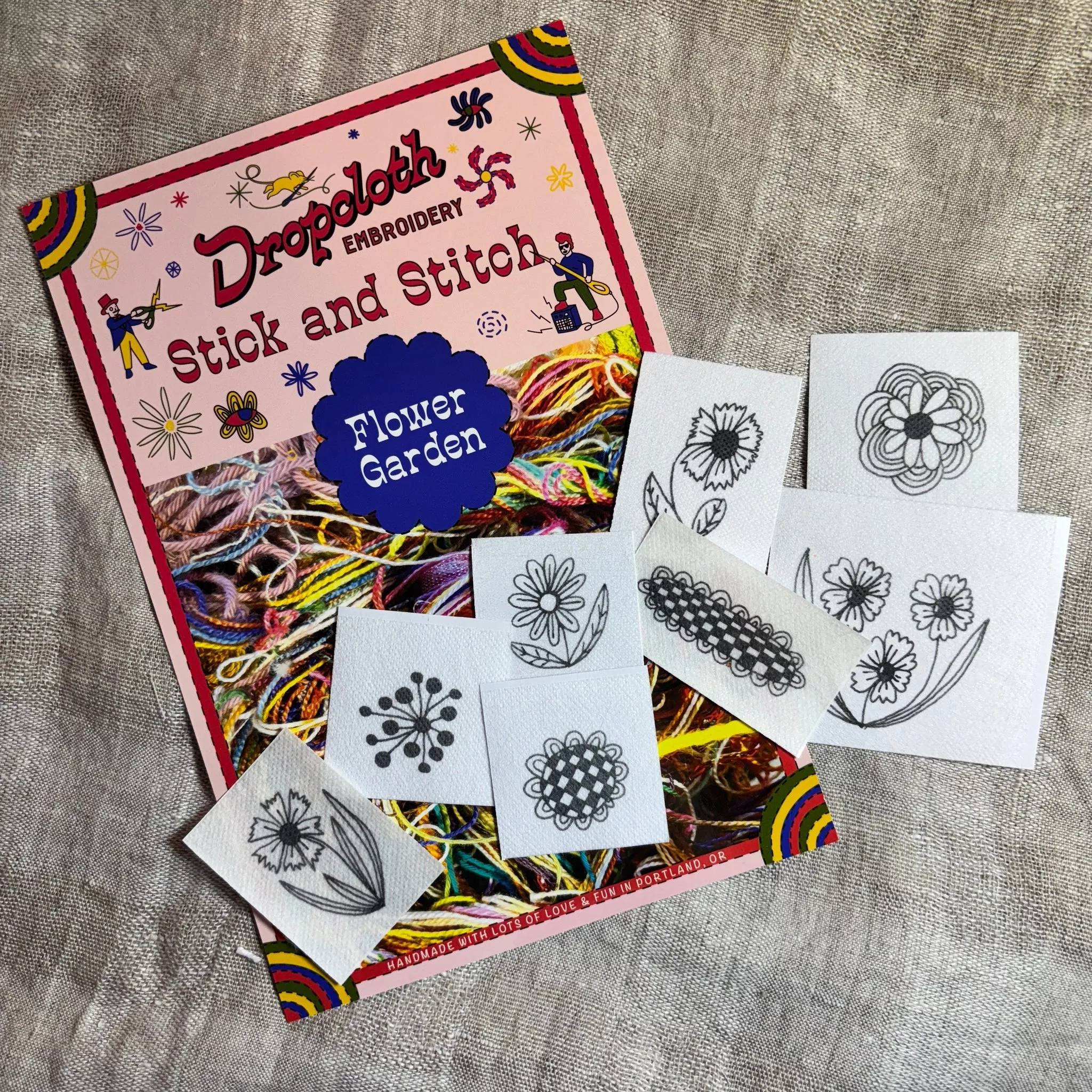 Flower Garden Stick and Stitch Embroidery Design Set - homesewn