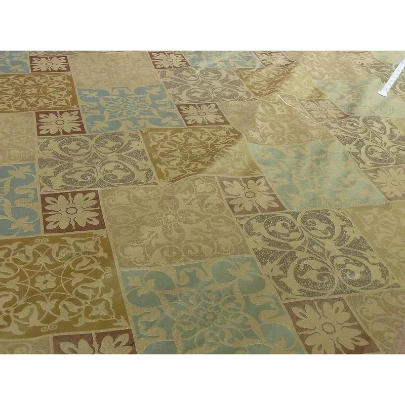 Kravet 100% Silk Lampas Asian Tile “bluestone” Tan MSRP USD 216/Y