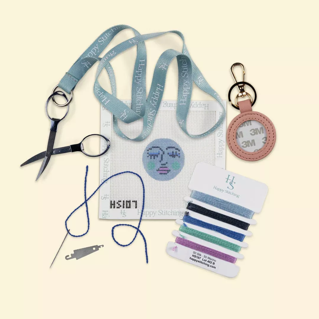 "Moon Face" Happy Stitching All-In-One Key Fob/Bag Tag Kit