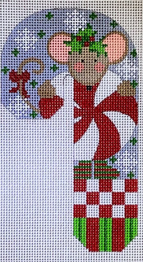 Mouse with Peppermint Candy Cane Canvas