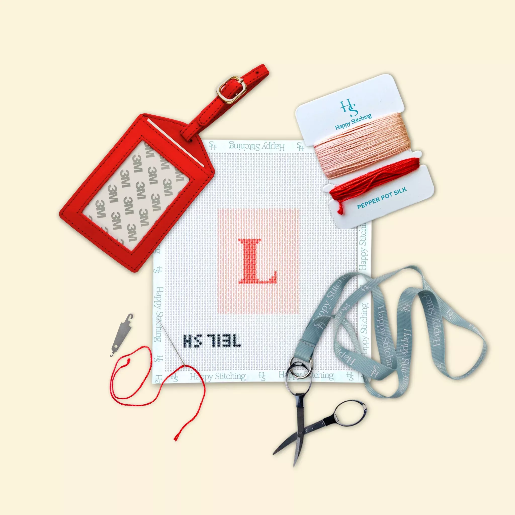 "Our Initial Thought - Rosy Cheeks" Happy Stitching All-In-One Luggage Tag Kit