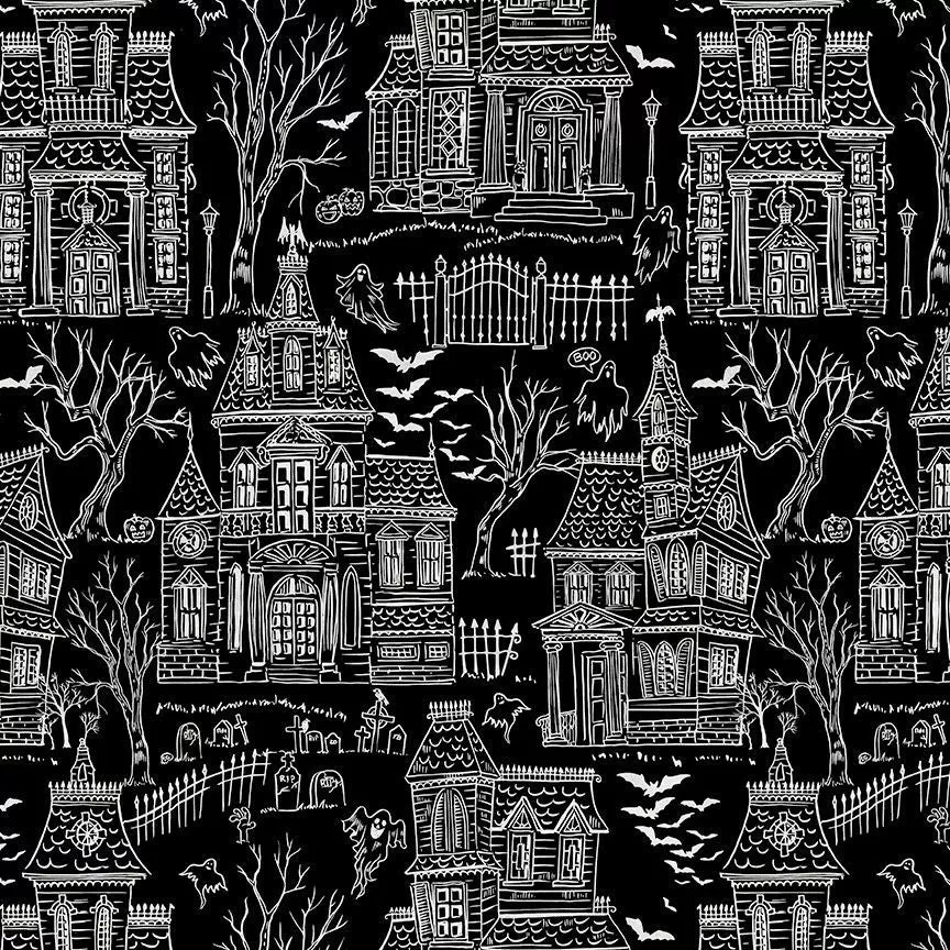 Pick Your Poison - Haunted House Toile Black | BOO-CD3539