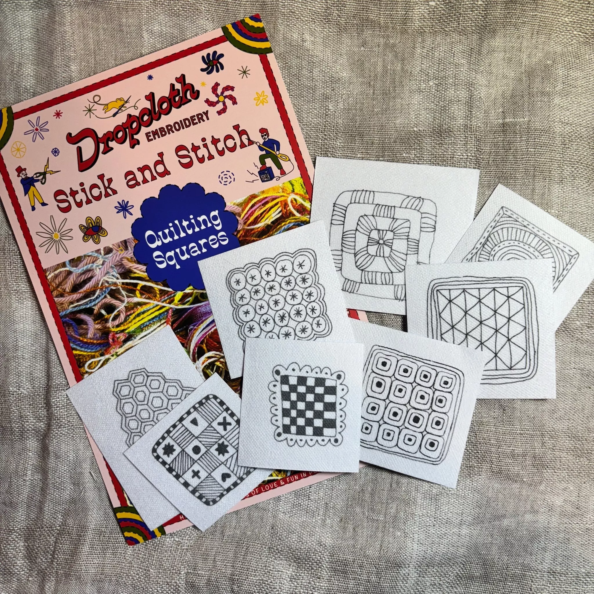 Quilt Squares Stick and Stitch Embroidery Design Set - homesewn