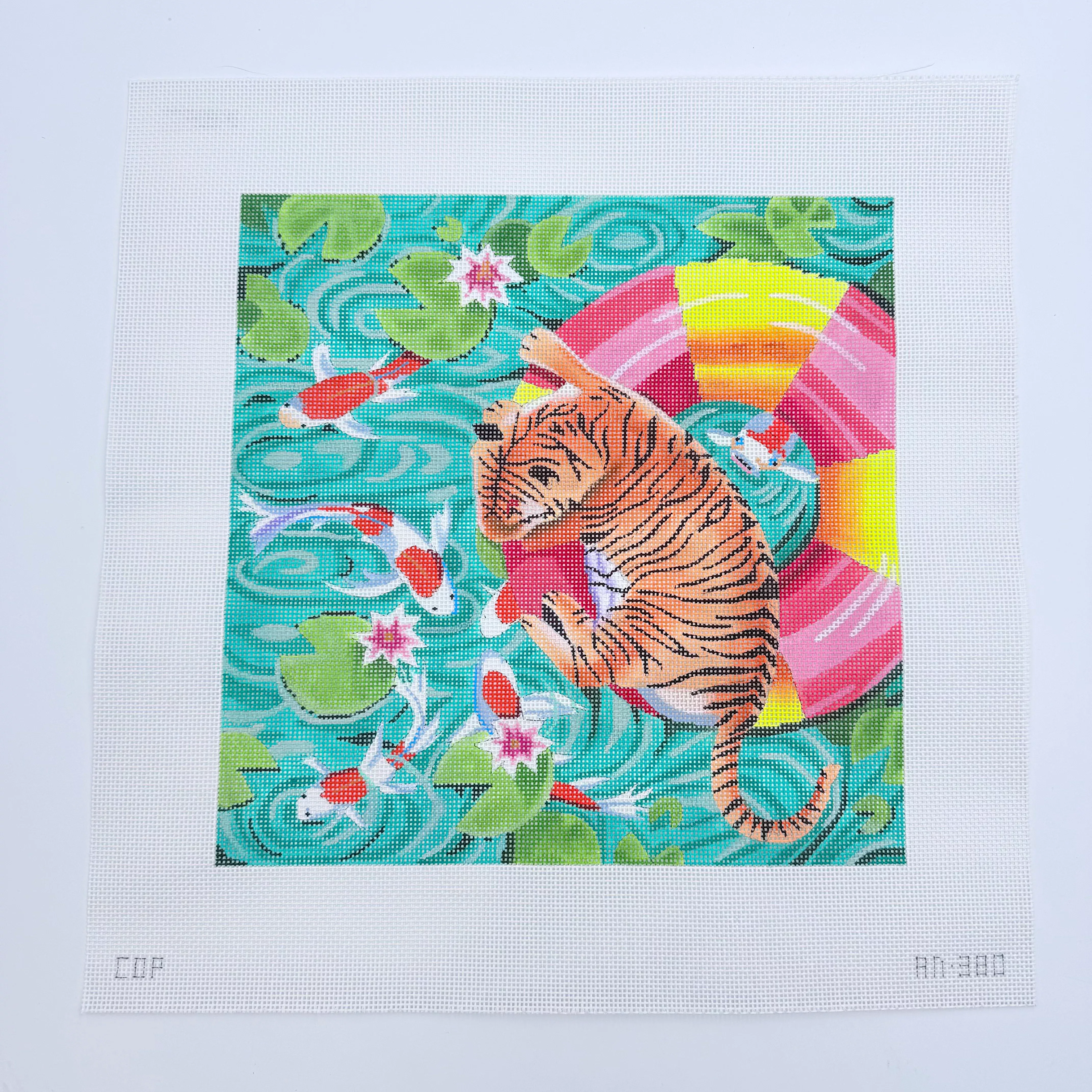 Tiger Watching Koi Canvas
