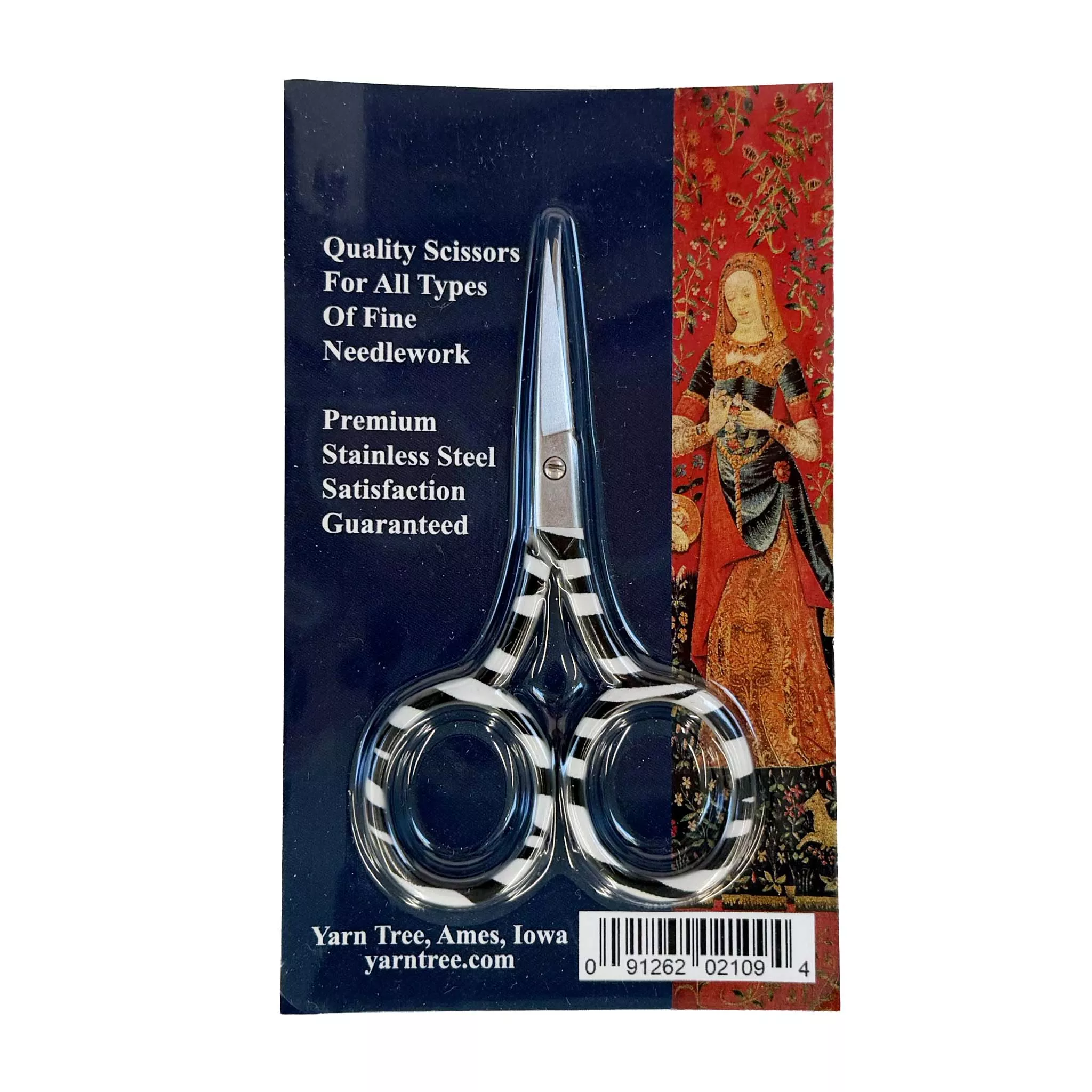 Zebra Striped Black and White Embroidery Scissors