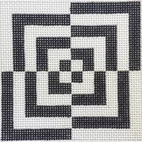 Zecca B&W Checked Boxes Needlepoint Canvas