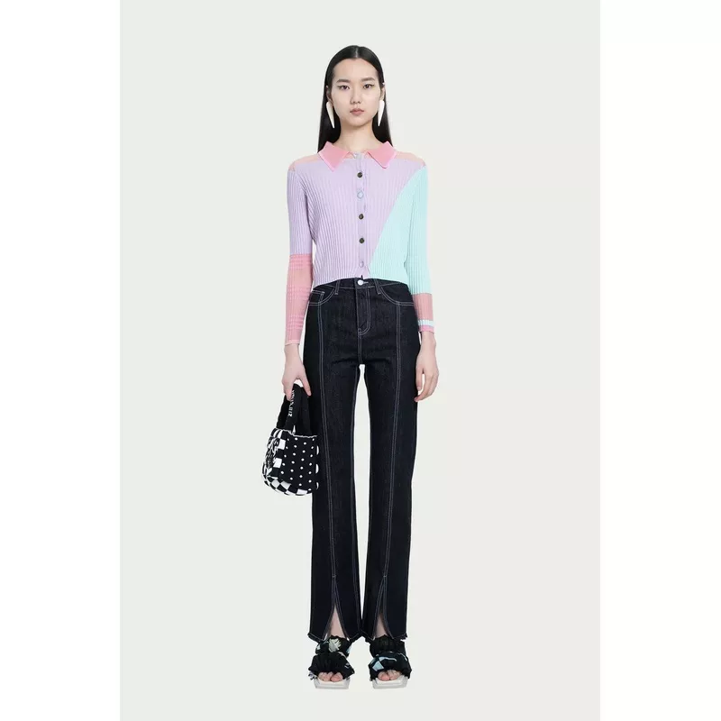 ZI II CI IEN | Geometric Panel Silk Cardigan