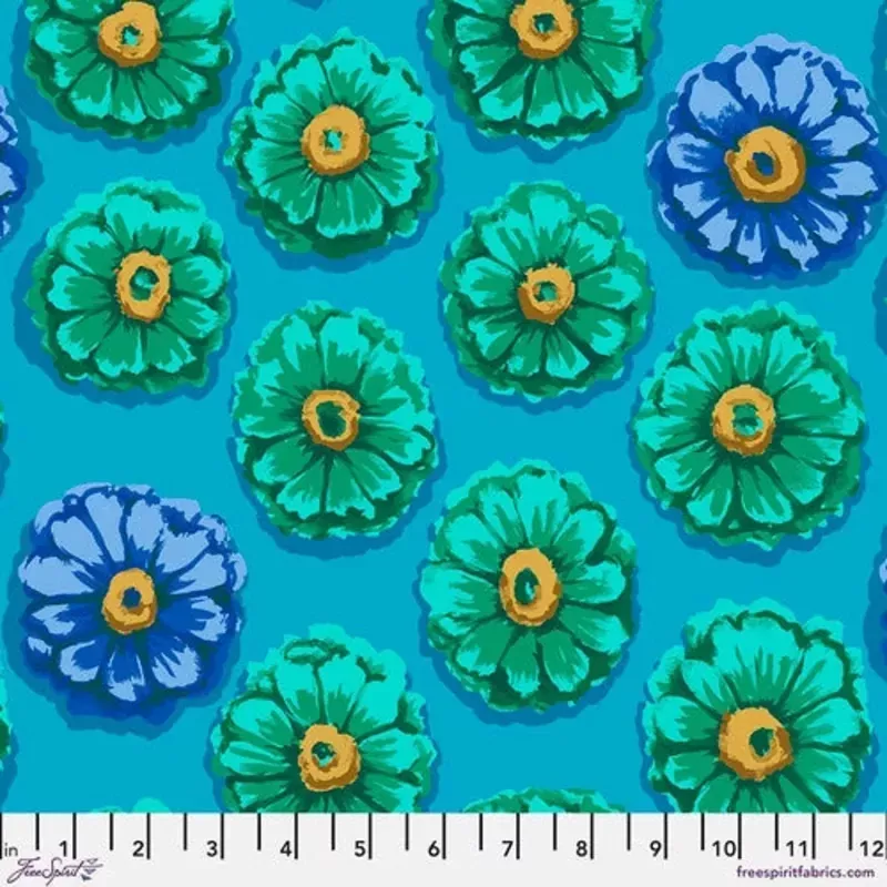 Zinnia Blue Kaffe 85 & Fabulous Kaffe Fassett Collective Free Spirit Cotton Fabric
