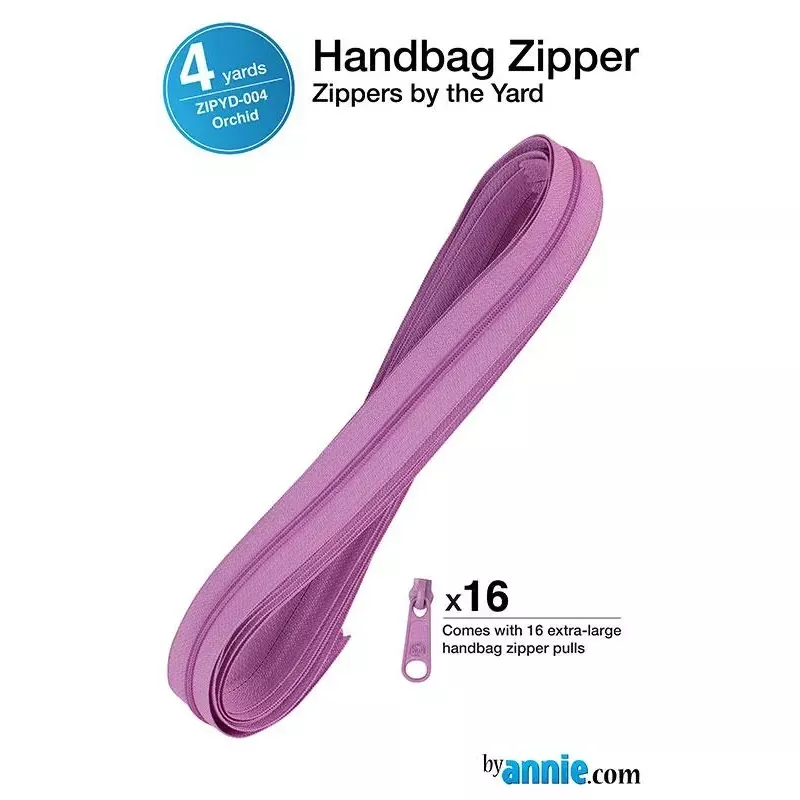 Zipper 4yds with 16 Extra-Large Coordinated Pulls Orchid Purple Pattern By Annie’s BYA-ZIPYD-004